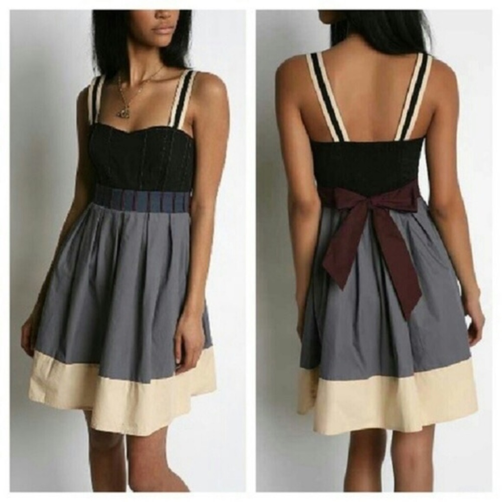 Silence & Noise Urban Outfitters Women's SZ L Colorblock Tie Sundress EUC